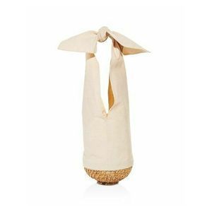Emily Levine Women's Beige Canvas Knot Wicker Base Adjustable Strap